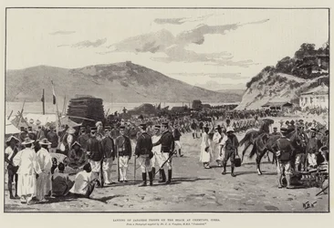 Landing of Japanese Troops on the Beach at Chemulpo, Korea